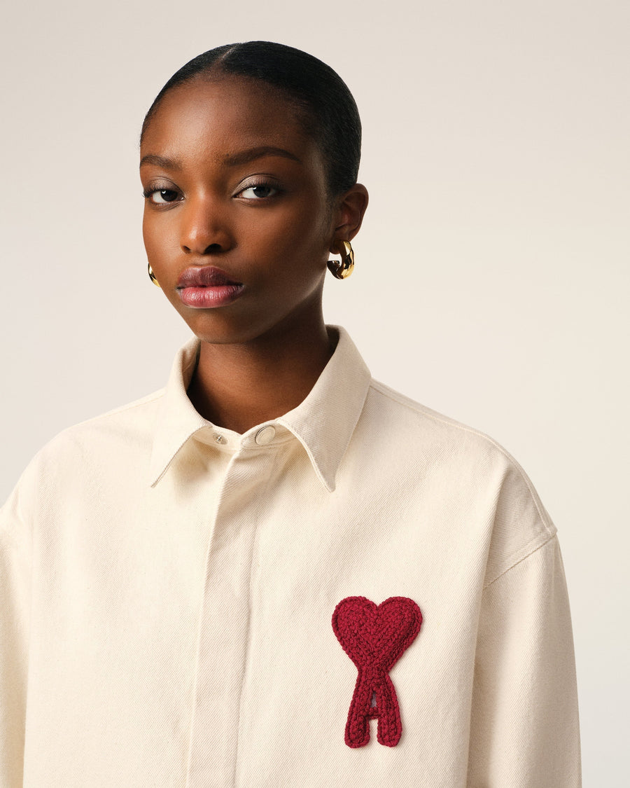 Beige Cotton Ami de Coeur Cropped Shirt