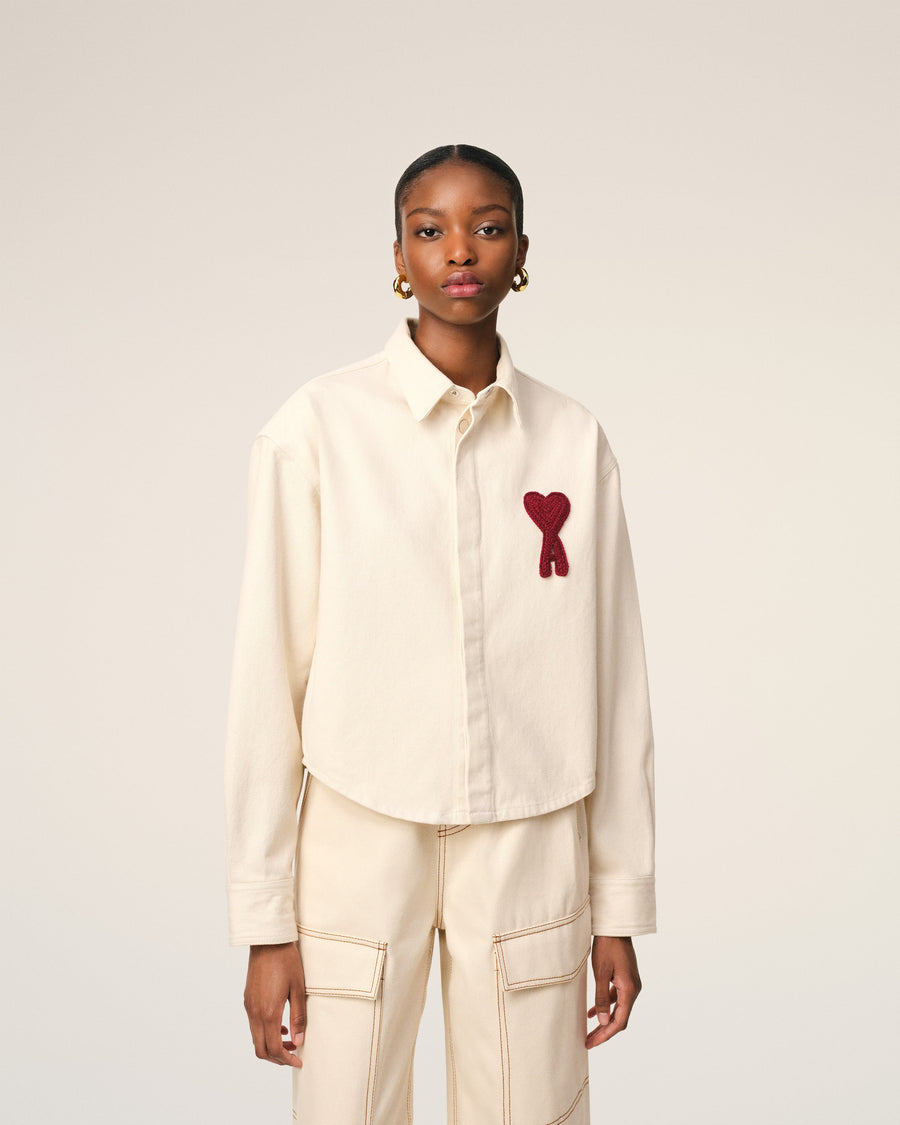 Beige Cotton Ami de Coeur Cropped Shirt