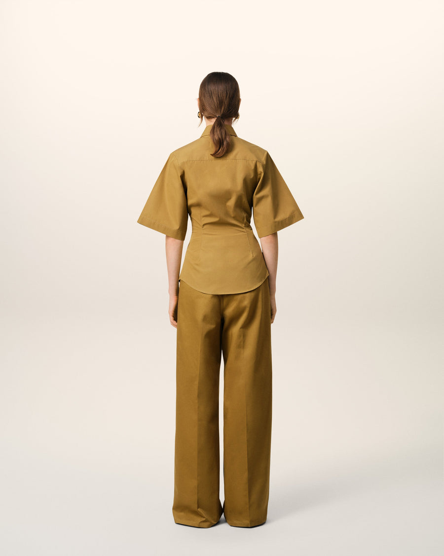 Mustard Cotton Short Sleeve Shirt