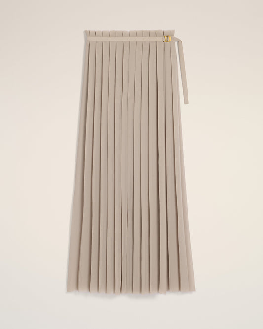 Beige Long Pleated Skirt
