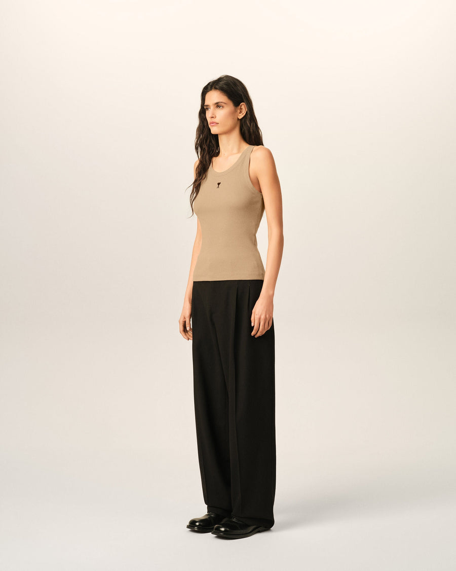 Beige cotton tanktop with Ami de Coeur