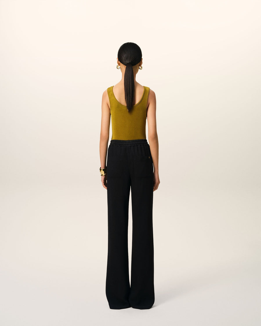 Black Flare Fit Elasticated Trousers