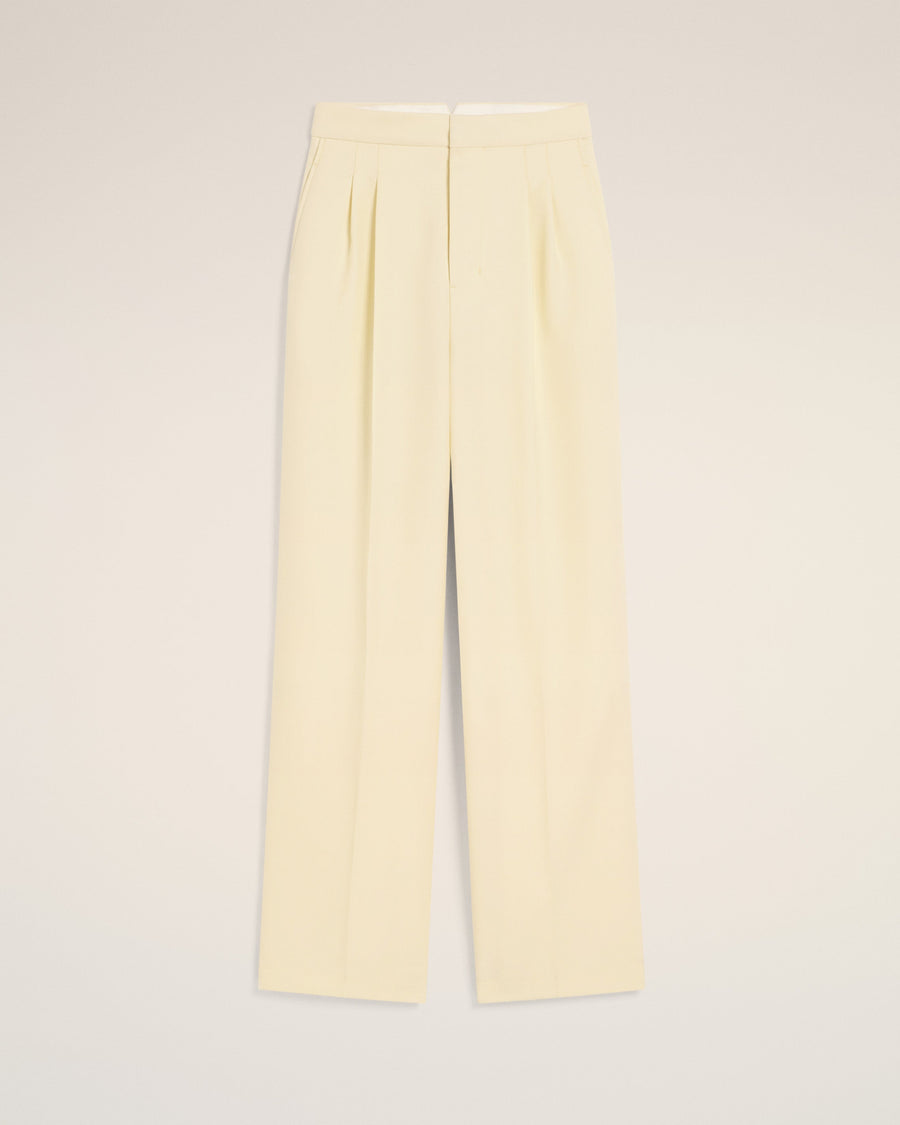 Yellow Wool High Waist Large Trousers