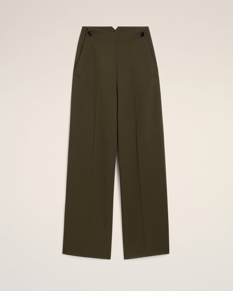 Green Wool Sailor Trousers