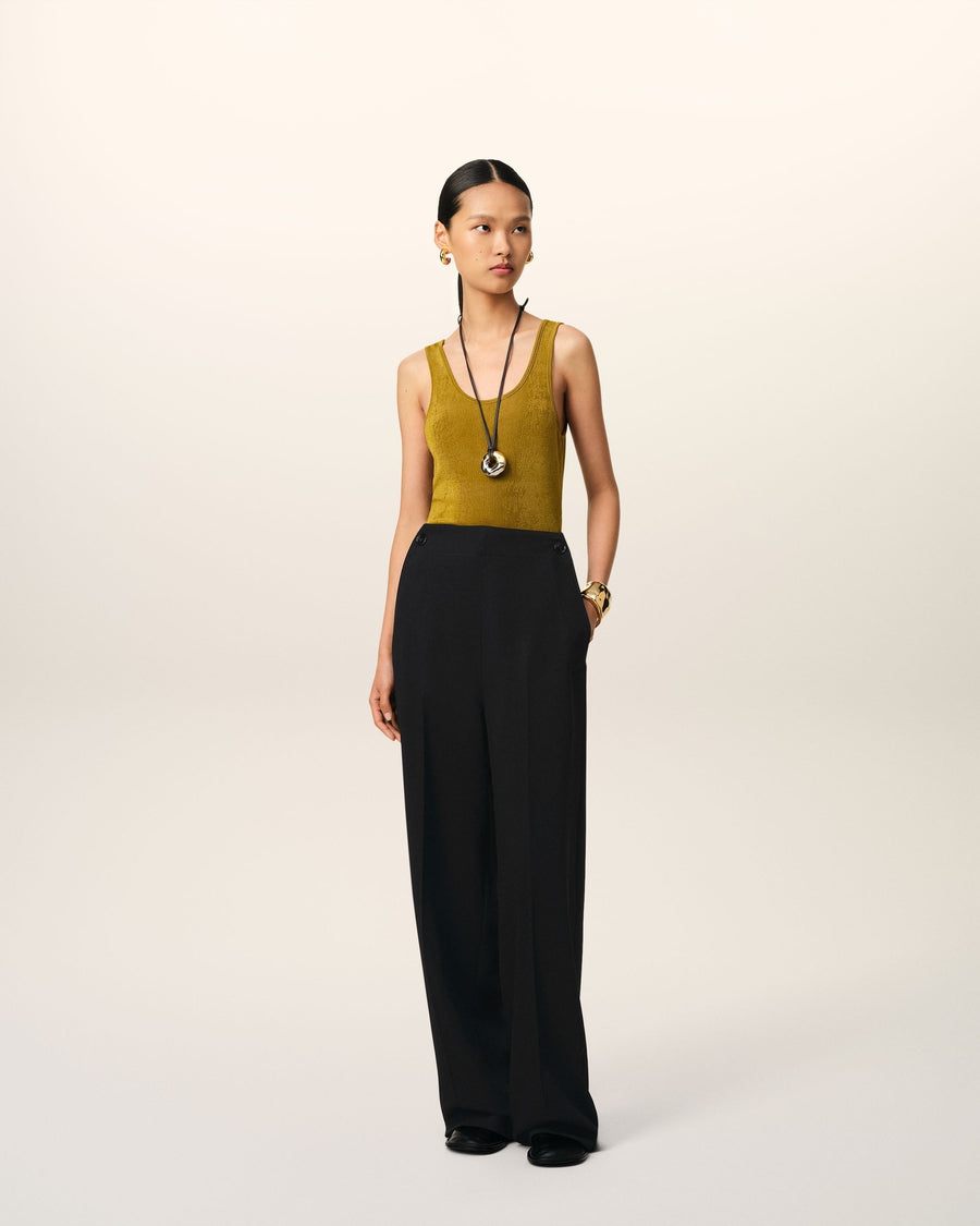 Black Wool Sailor Trousers