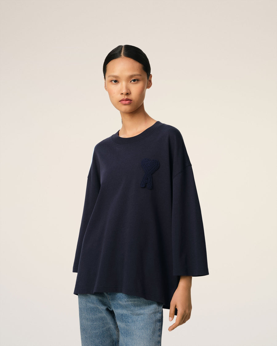 Navy Cotton Ami de Coeur Patch T-Shirt