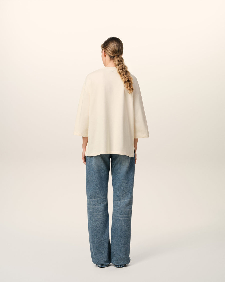 Beige Cotton Ami de Coeur Patch T-Shirt