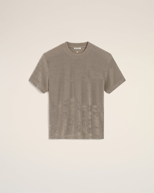 Beige Shiny Jersey Short Sleeve T-Shirt