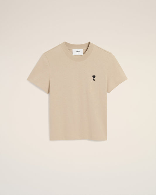 Beige Cotton Cropped Ami De Coeur T-shirt