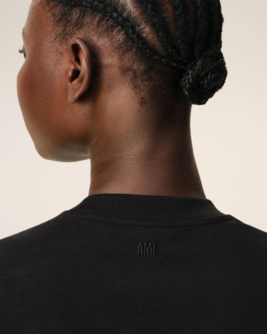 Black Cotton Ami De Coeur Cropped T-shirt