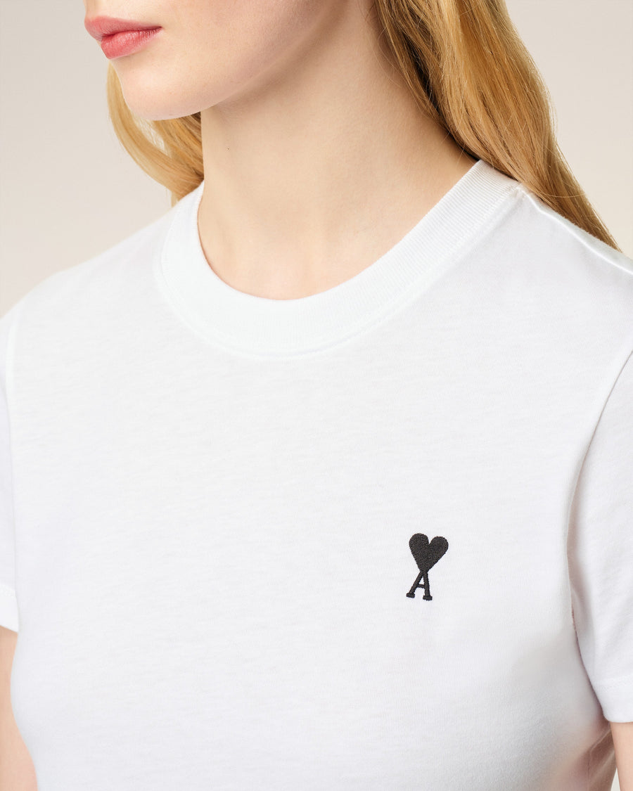 White Cotton Cropped Ami De Coeur T-shirt