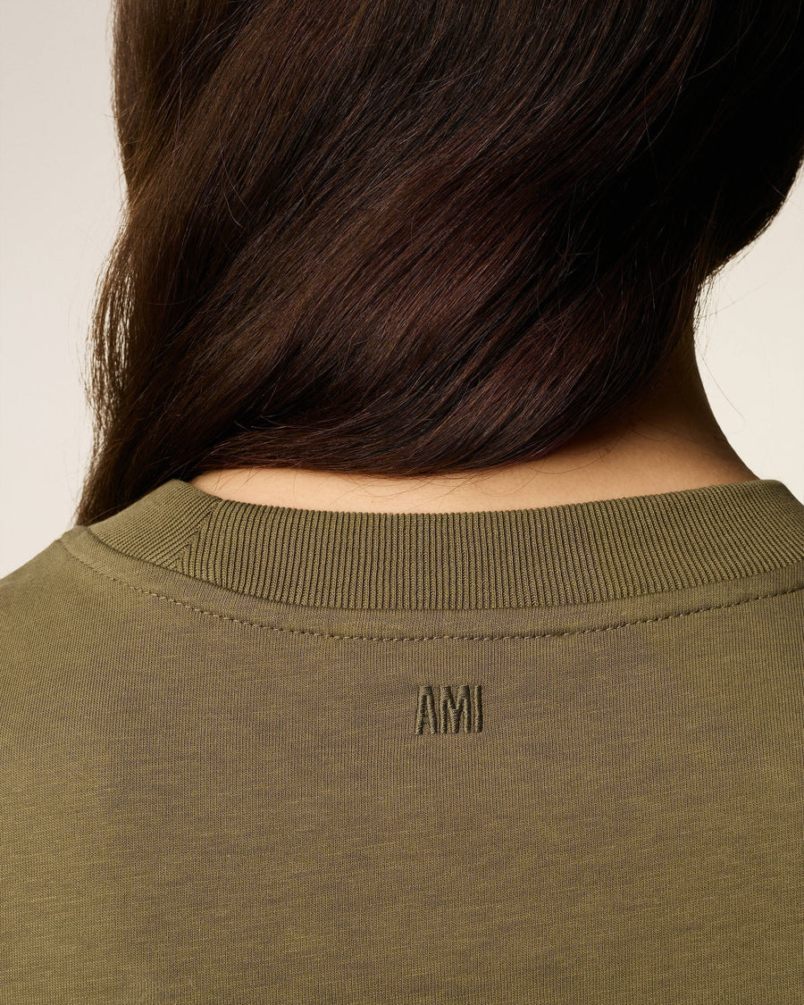Green Cotton Cropped Ami De Coeur T-shirt