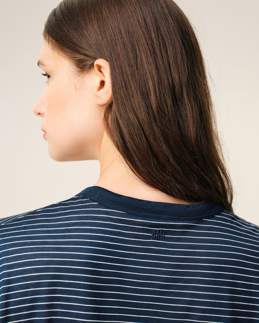 Blue Striped Cotton Ami De Coeur T-shirt