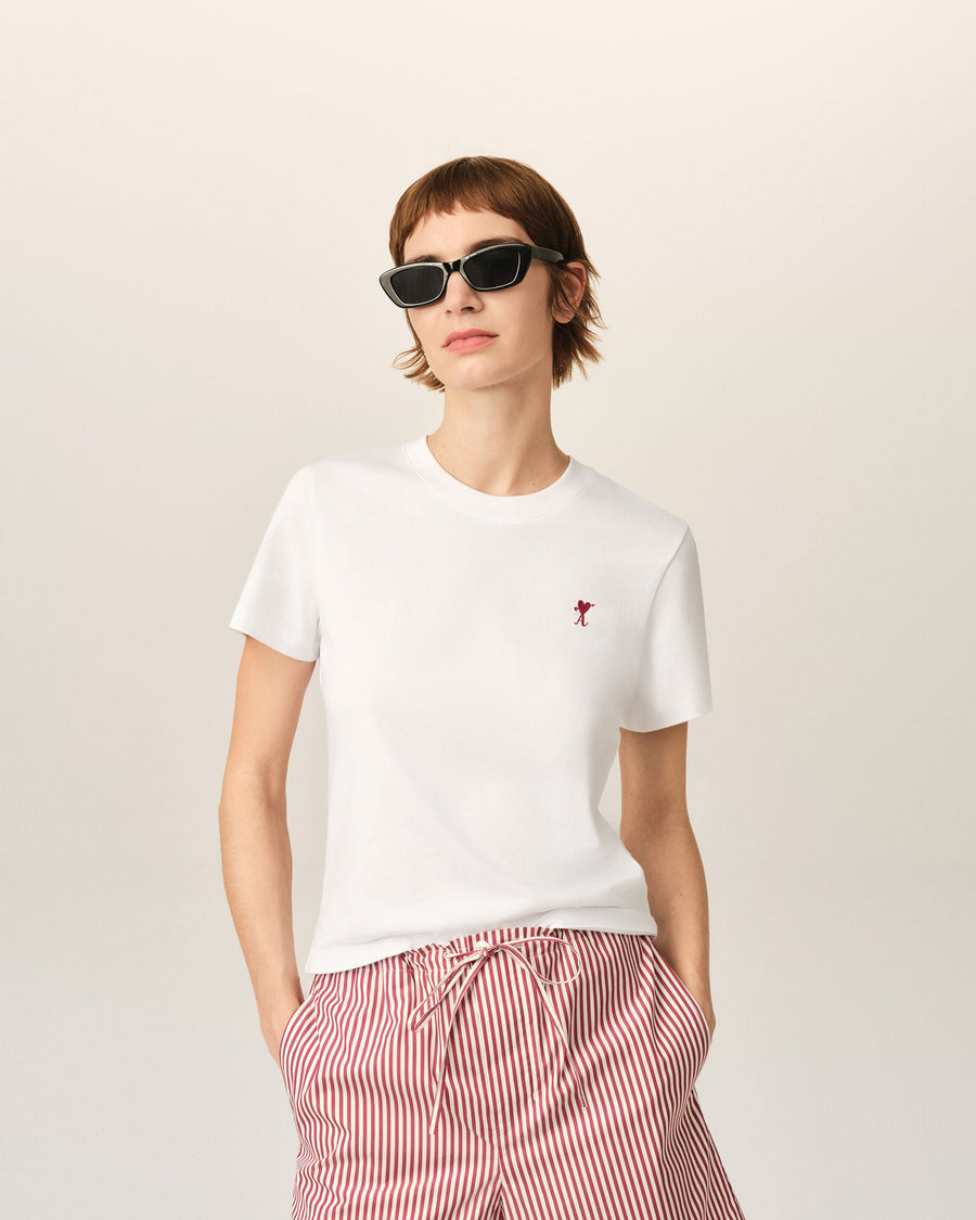 White cotton t-shirt with Ami de Coeur arrow