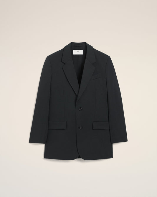 Black  Wool Loose Double Breasted Jacket