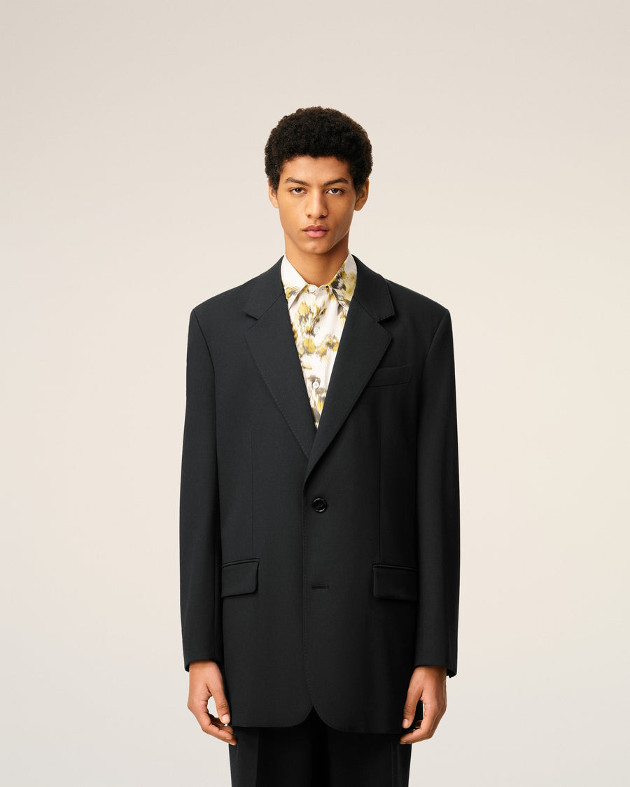 Black  Wool Loose Double Breasted Jacket