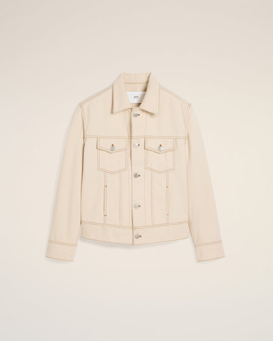 Beige Cotton Ami Paris Trucker Jacket