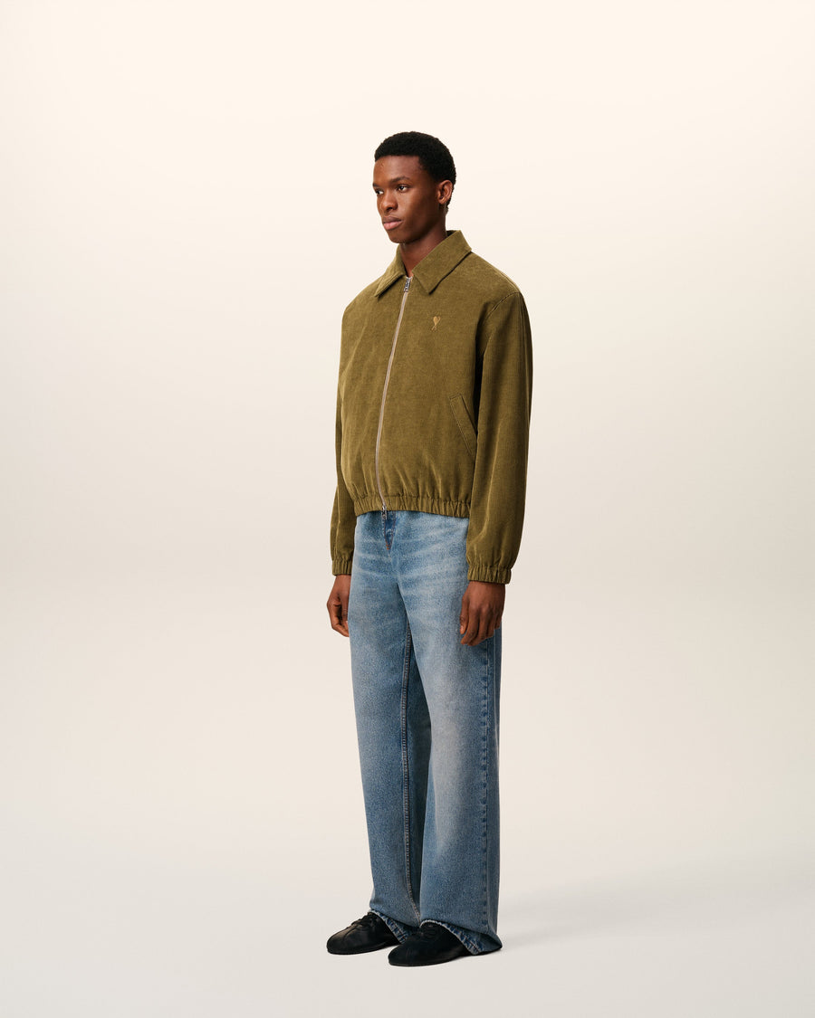 Green Cotton Ami De Coeur Padded Zipped Jacket