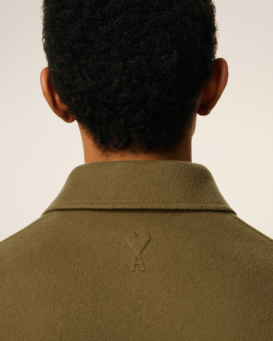 Green Wool Boxy Buttoned Jacket