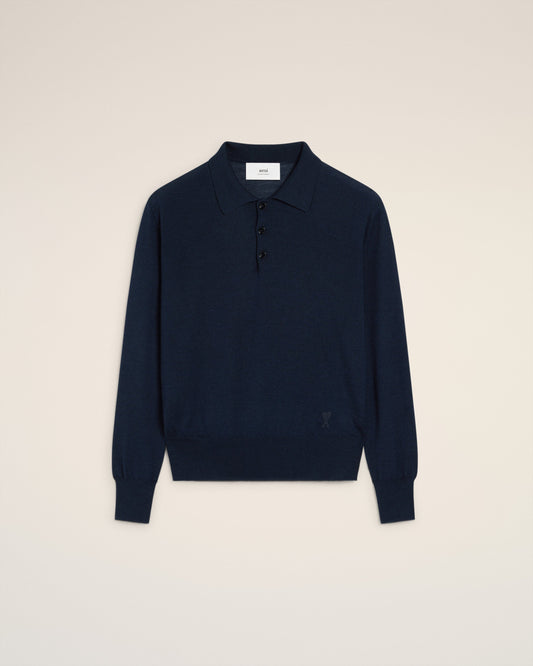 Navy Wool Tonal Ami de Coeur Polo