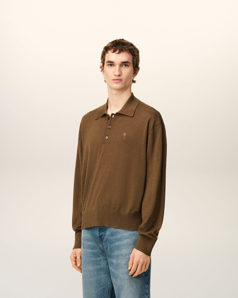 Brown Wool Ami De Coeur Polo