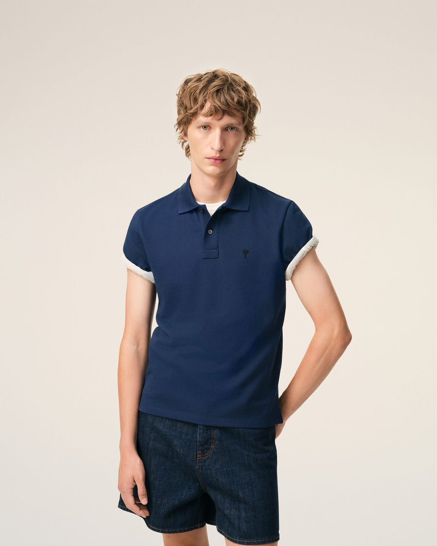 Blue Cotton Short Sleeves Ami De Coeur Polo Shirt