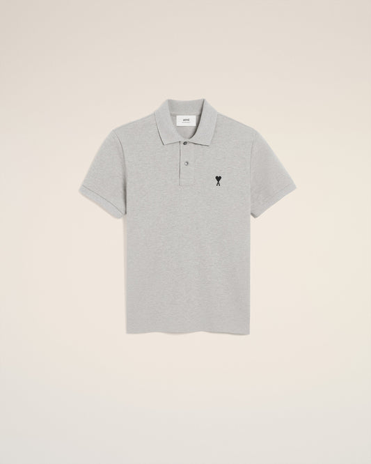 Grey Cotton Contrasted Ami De Coeur Polo Shirt