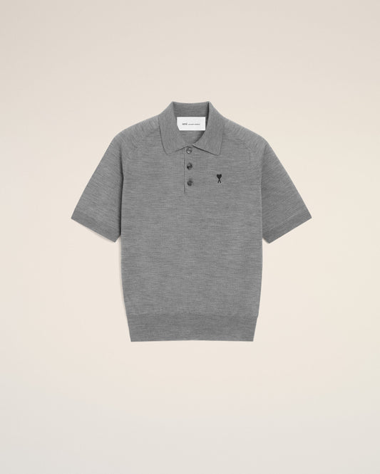 Grey Wool Short Sleeves Ami De Coeur Polo