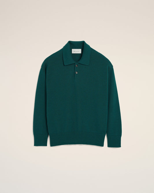 Green Wool And Cotton Boxy Polo