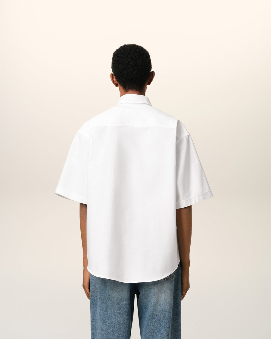 White Cotton Boxy Fit Short Sleeves Shirt