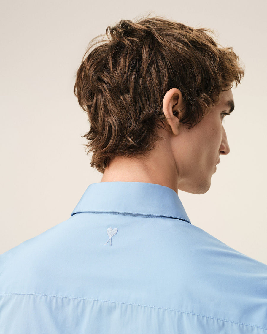 Blue Cotton Tailor Embroidered Ami De Coeur Shirt
