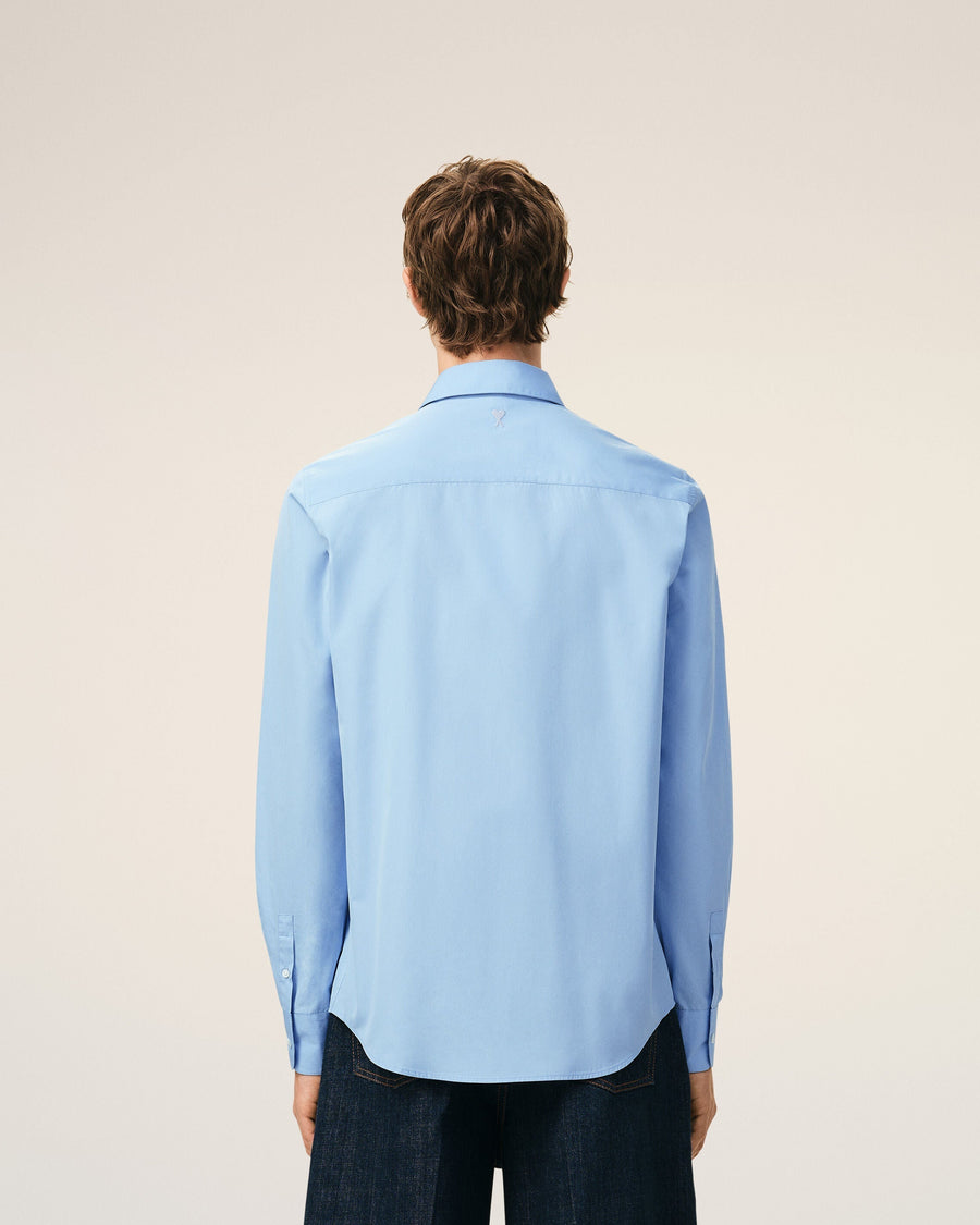 Blue Cotton Tailor Embroidered Ami De Coeur Shirt