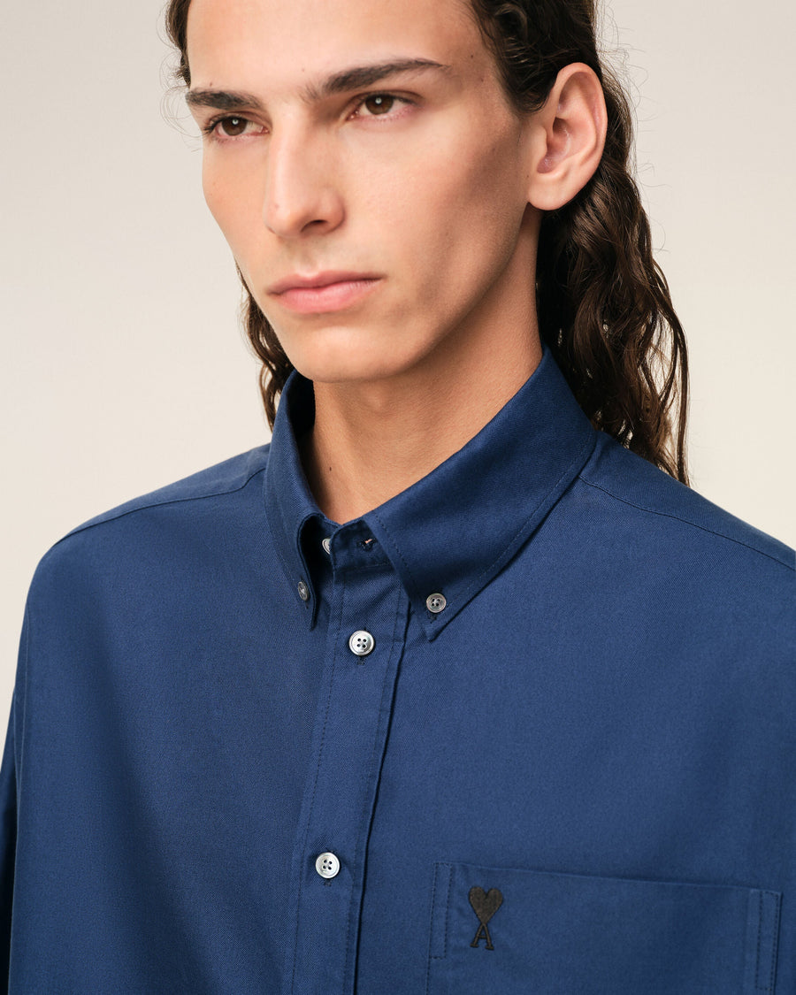 Blue Cotton Boxy Embroidered Ami De Coeur