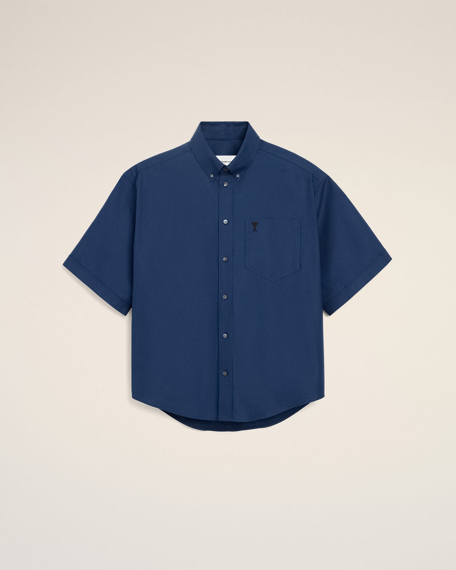 Blue Cotton Boxy Embroidered Ami De Coeur