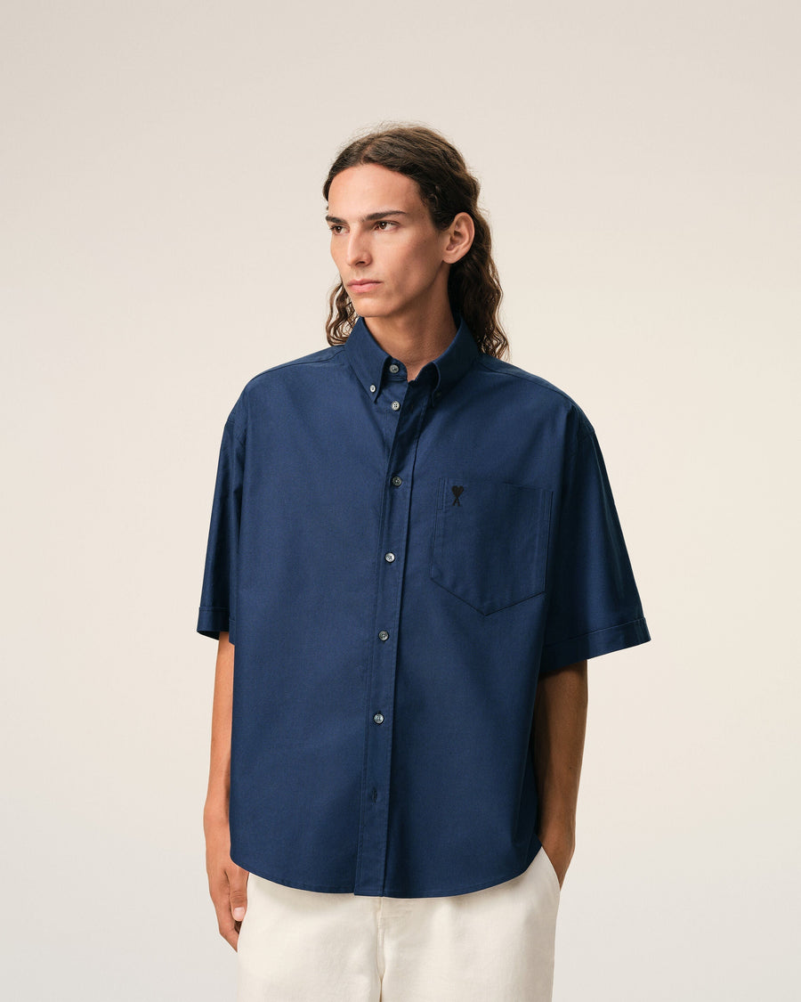 Blue Cotton Boxy Embroidered Ami De Coeur