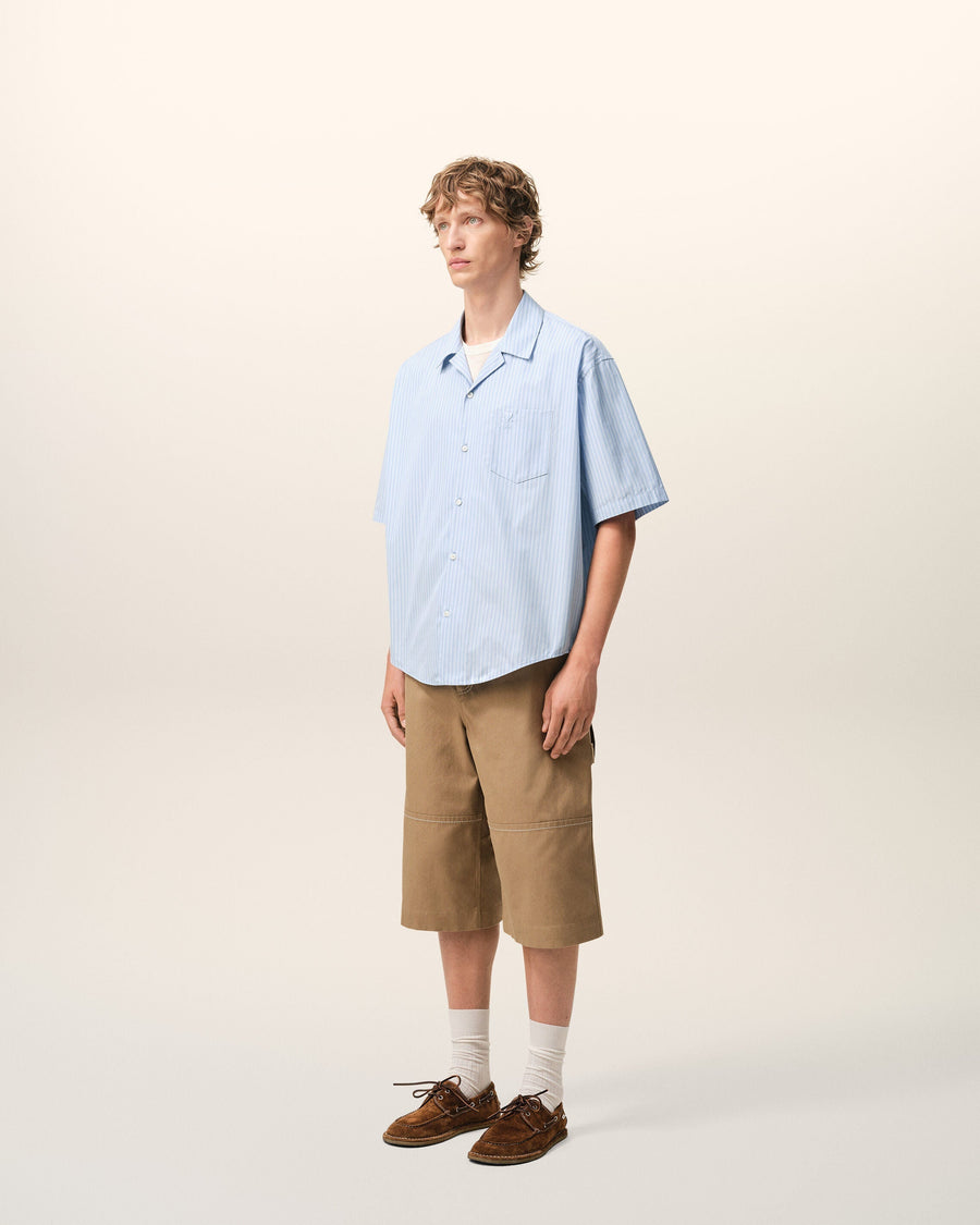 Blue Cotton Short Sleeve Ami De Coeur Boxy Shirt