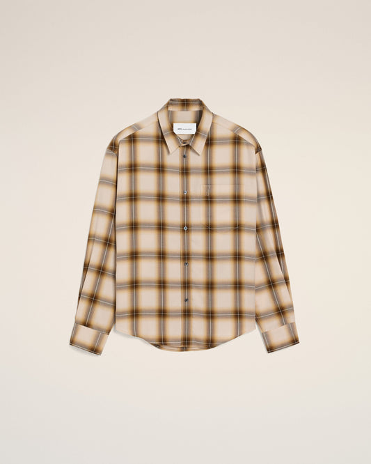 Boxy Beige Checkered Shirt Ami De Coeur In Canvas