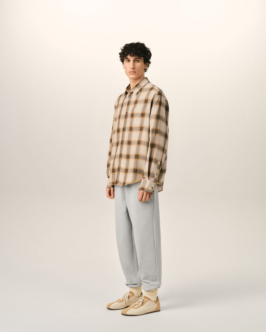 Boxy Beige Checkered Shirt Ami De Coeur In Canvas