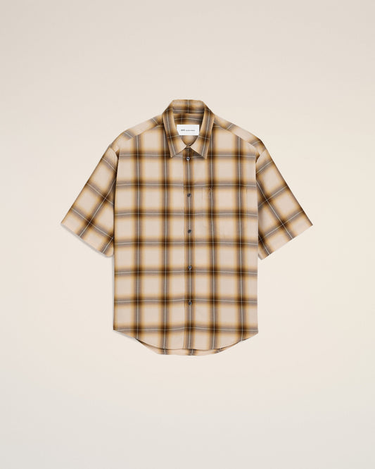 Boxy Beige Checkered Shirt Ami De Coeur In Canvas