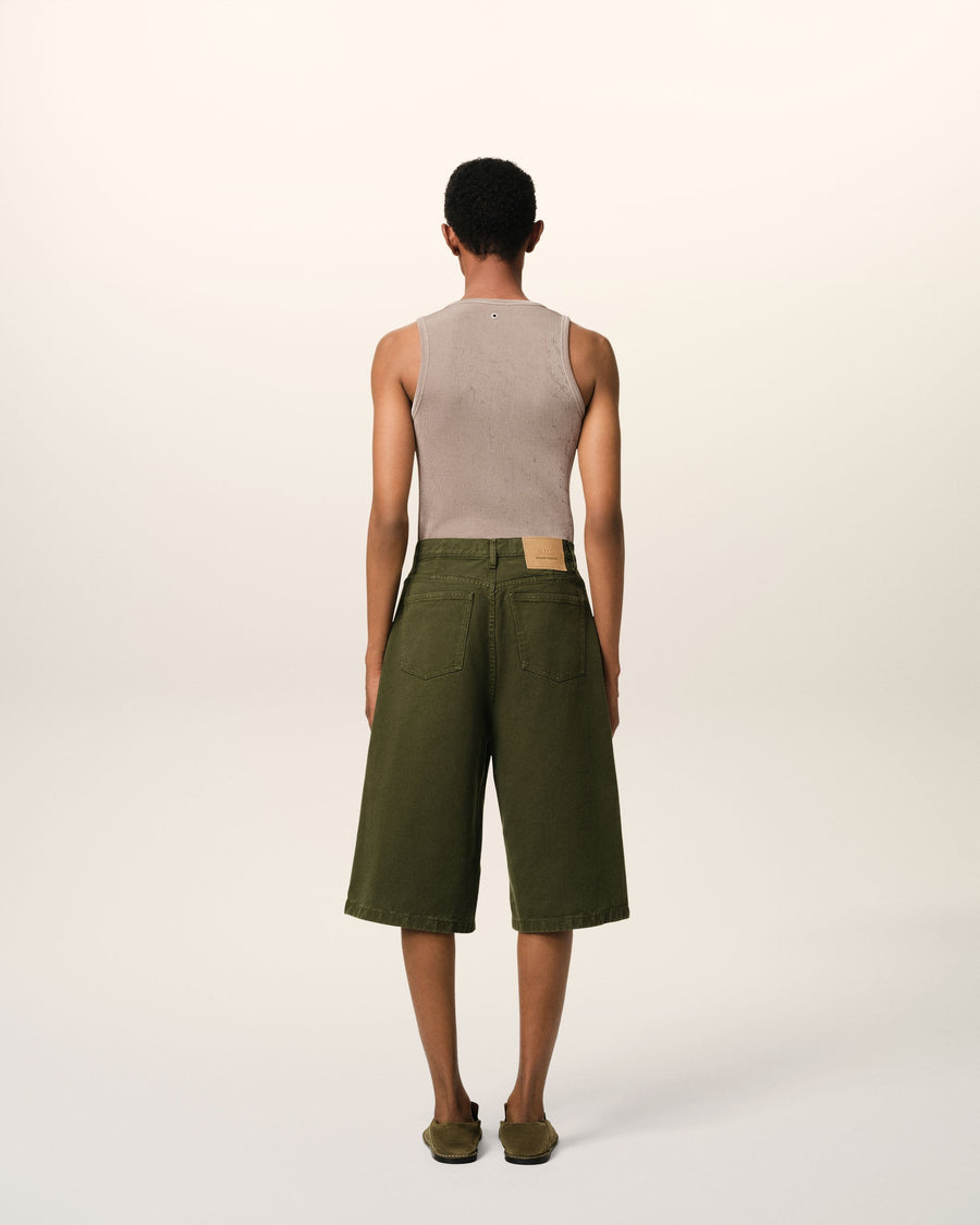 Green Cotton Wide Fit Bermuda Short