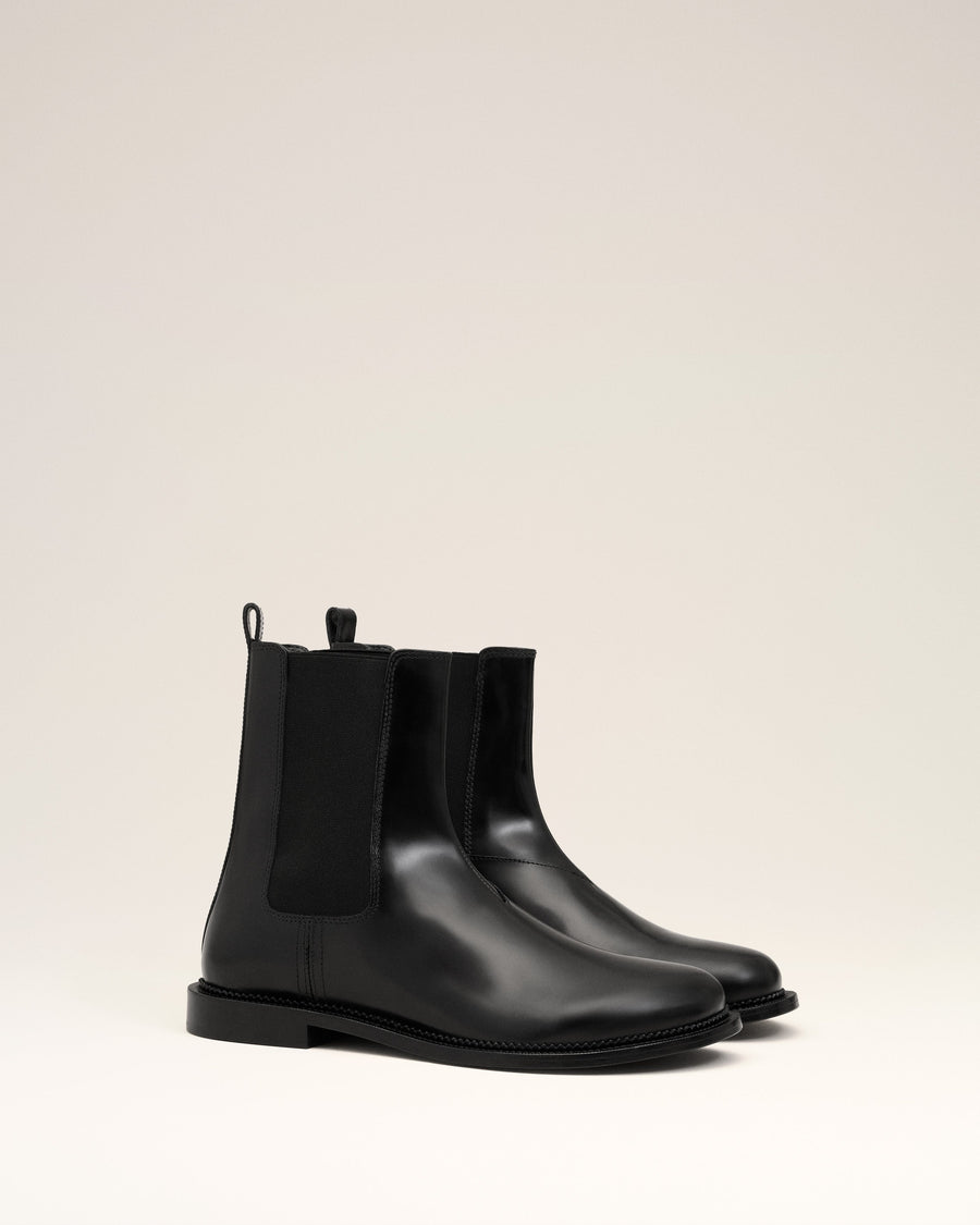 Black Leather Anatomical Toe Chelsea Boots