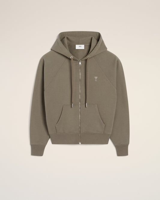 Taupe Cotton Tonal Ami de Coeur Hoodie