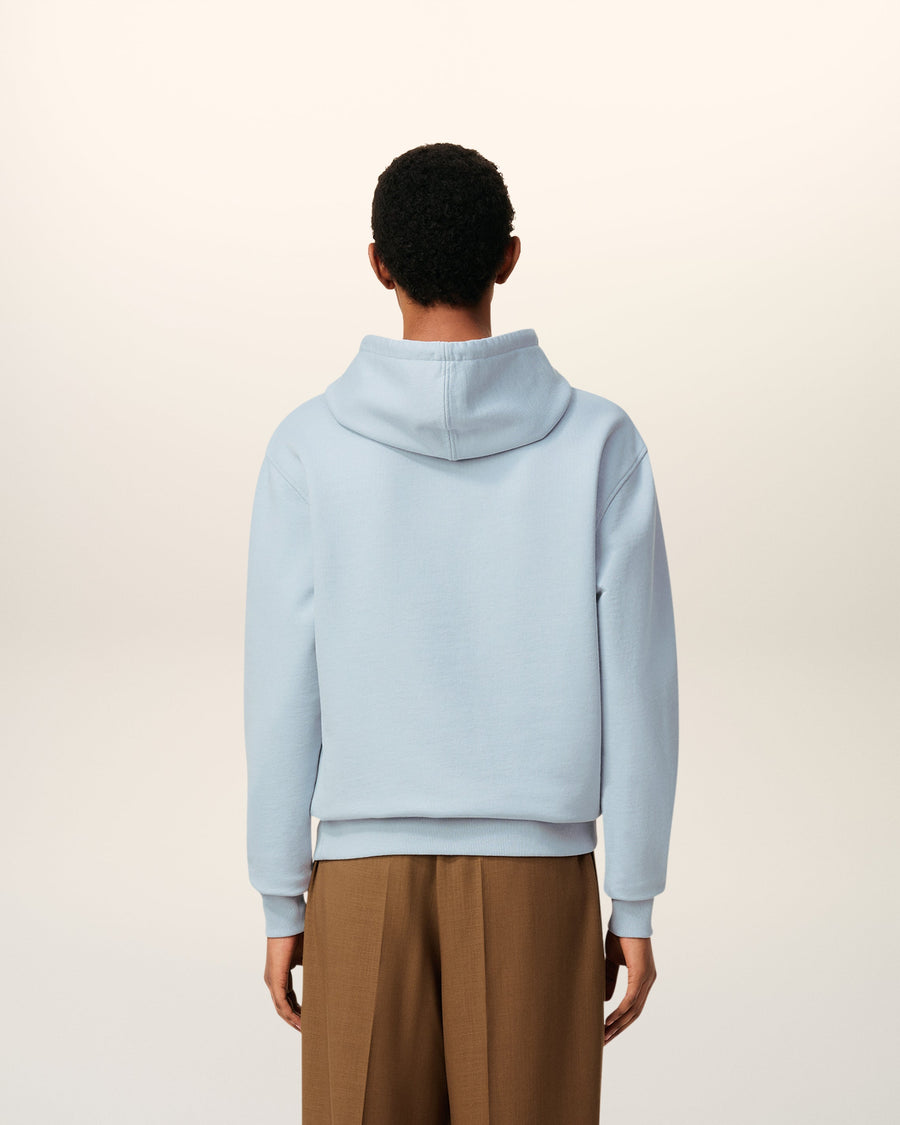 Blue Cotton Contrasted Ami De Coeur Hoodie