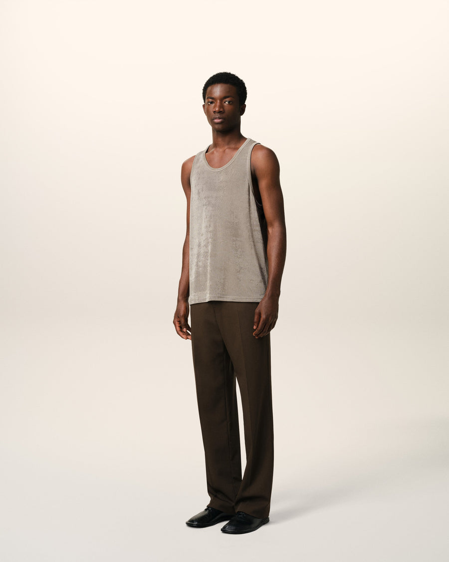 Beige Light Shiny Rib Jersey Tanktop