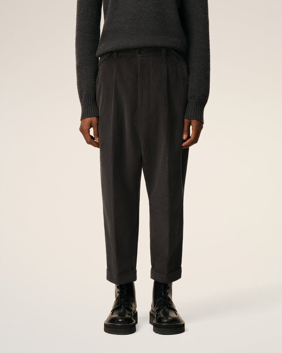 Black Cotton Carrot Oversized Trousers