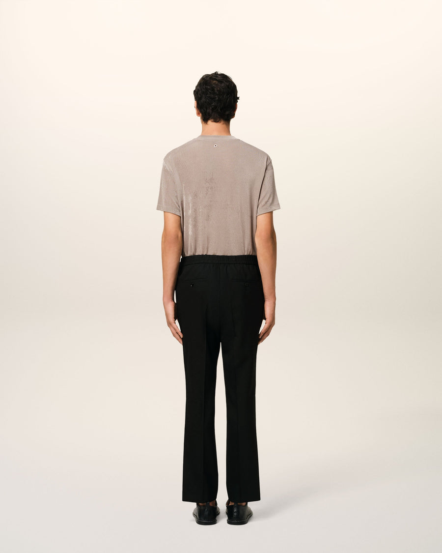 Black Wool Elasticated Waist Trousers