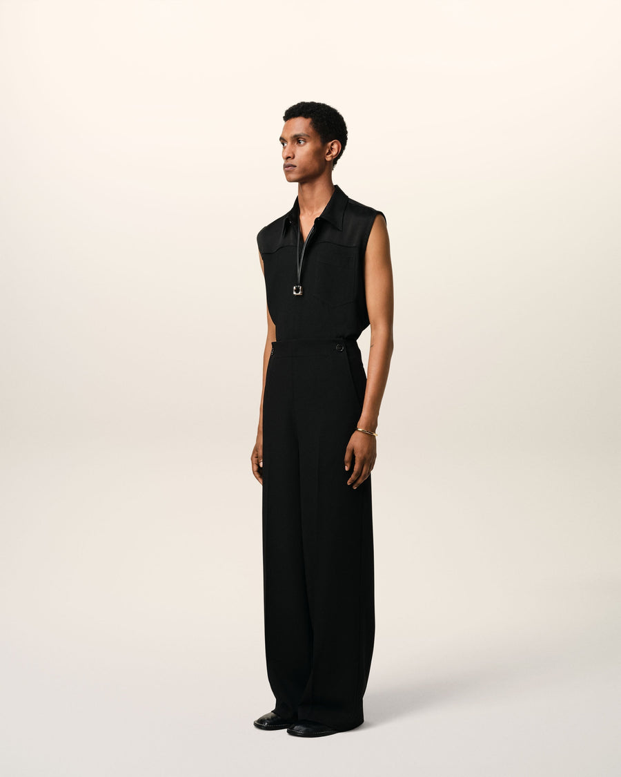 Black Wool Sailor Trousers