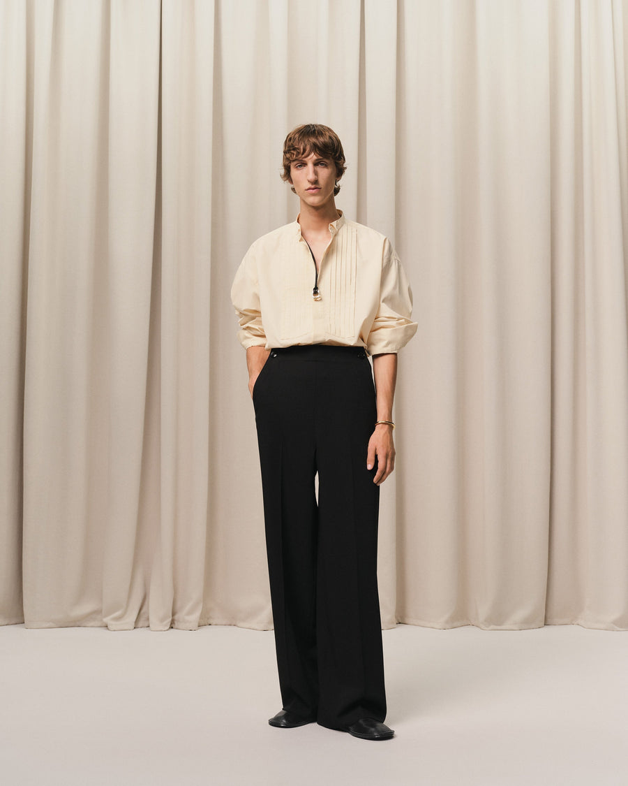 Black Wool Sailor Trousers