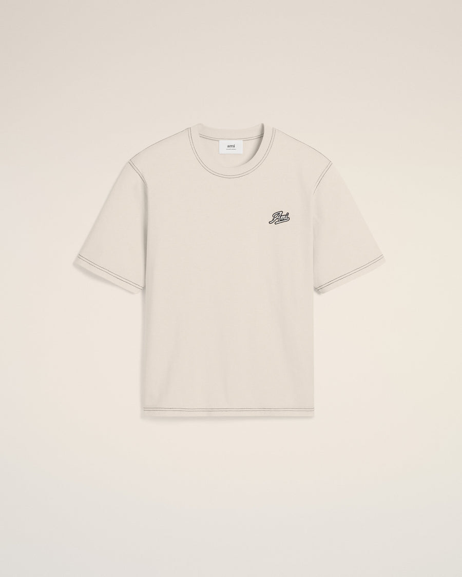 Beige Cotton Ami Signature T-Shirt
