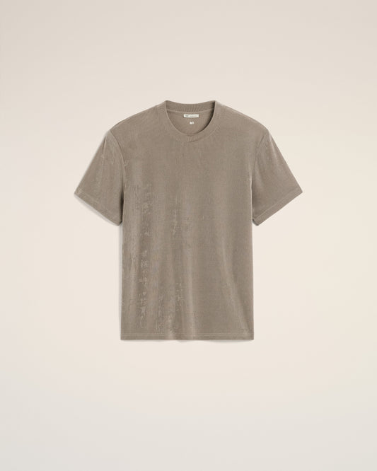 Beige Rib Jersey Short Sleeve T-Shirt